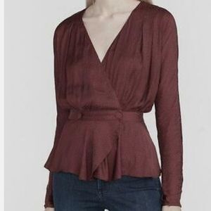 Express Wrap Front Surplice Blouse Top Maroon sz Large NWT